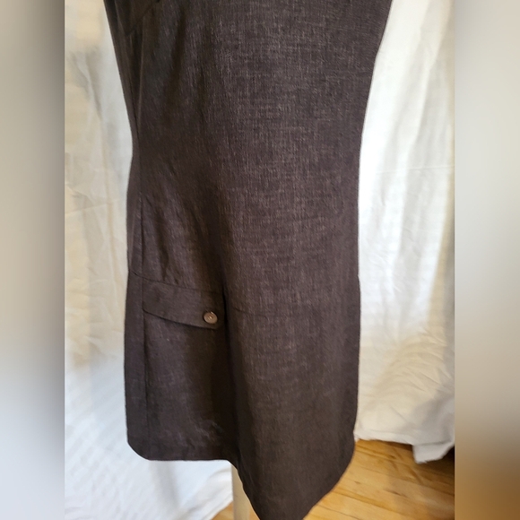 NEW Pure Career Elegant Brown V-Neck Midi Dress, Size Large - Picture 3 of 7